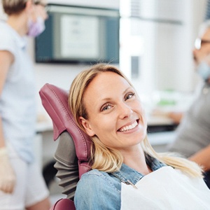 Smiling woman at dental surgery